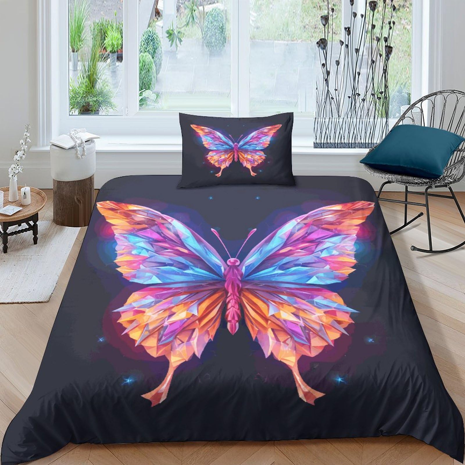 Housse de couette 135x200 cm et 2 taies d'oreiller en microfibre pour lit simple