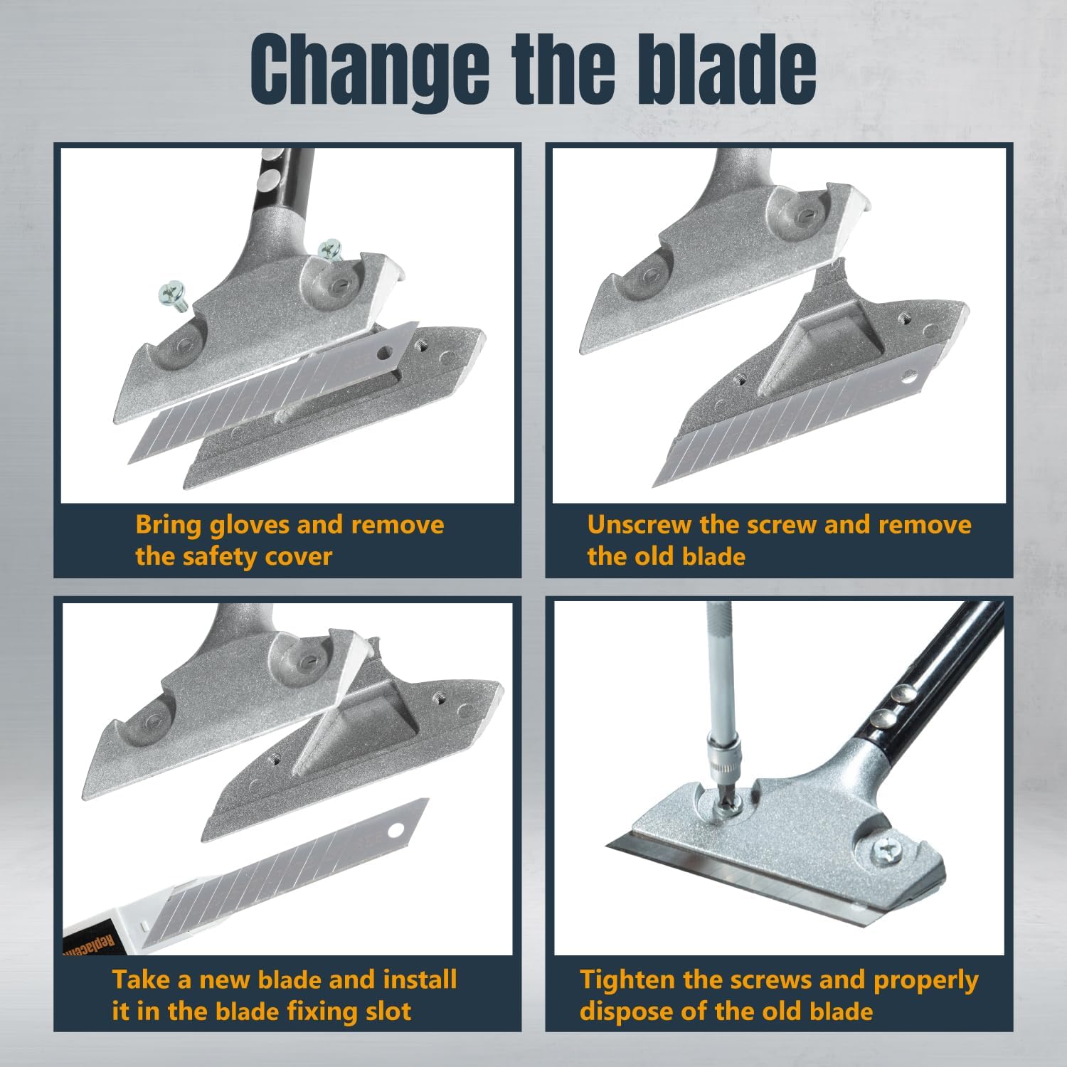 POWERTEC 36 Inch Heavy Duty Razor Scraper - 4" Wide Blade with Hammer Head & 10 Replacement Blades for Cleaning Stove Top, Windows, Glass, Tile, Wall, Labels and More (71978)