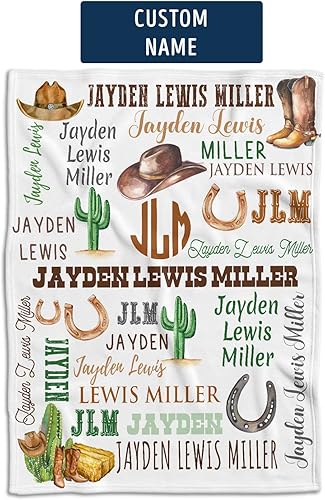 Miniatura 4 de Mantas de bebé occidentales con nombre de iniciales, mantas de bebé vaquero, mantas de bebé personalizadas de cactus para niños y niñas, cosas de