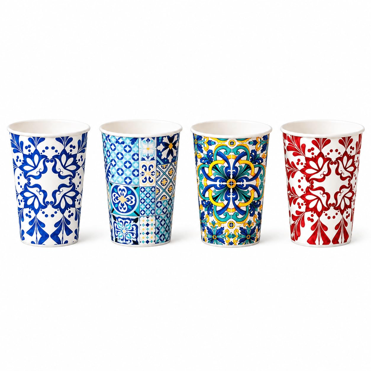 Bicchieri in Carta per Acqua capacità orlo 180ml/210ml Colore Bianco Azzurro Rosso Rosa biodegradabili cartoncino (Vietri, 100 pz 210ml)