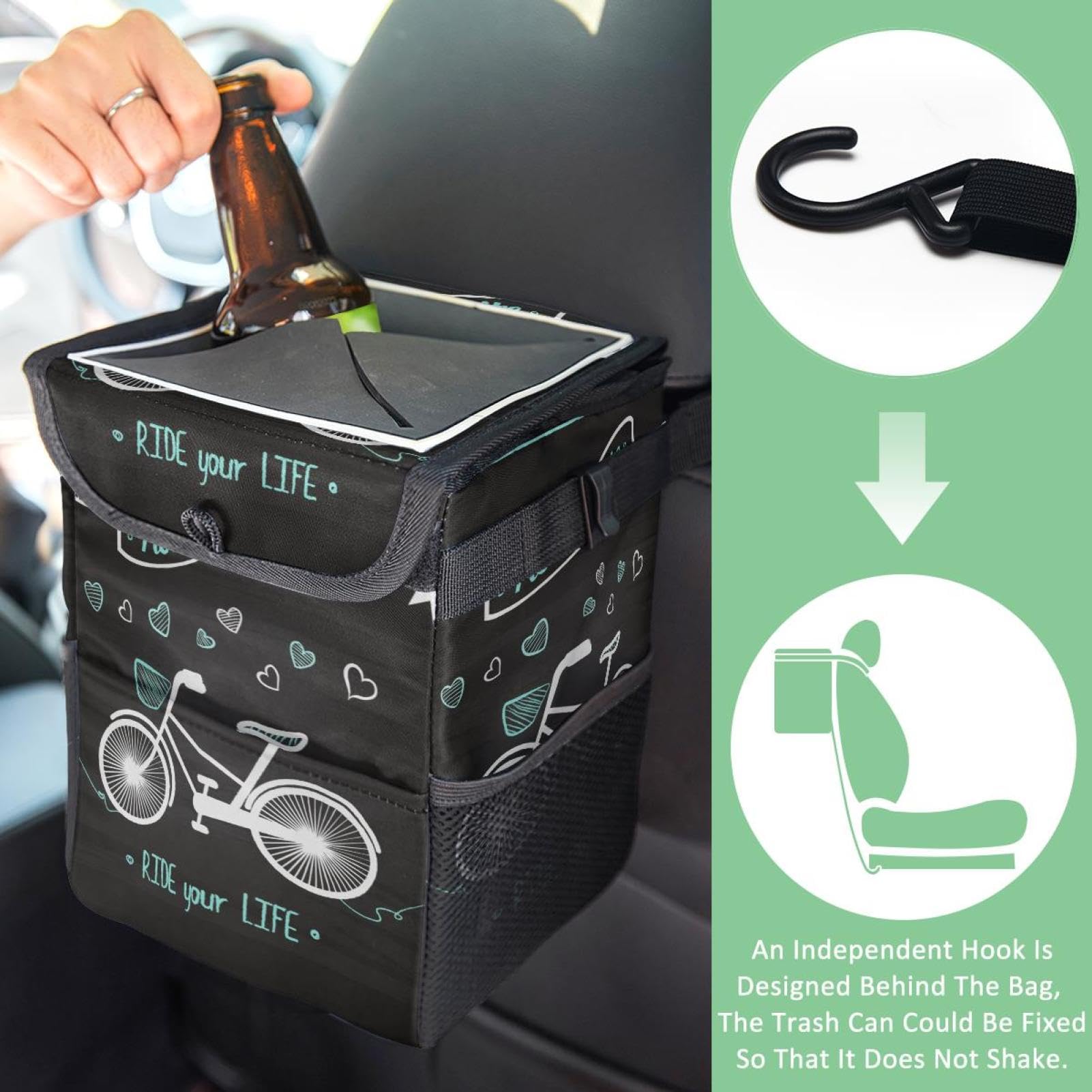 Amazon.co.jp: 蓋付き車用ゴミ箱、車用ゴミ箱、自転車と私の自転車