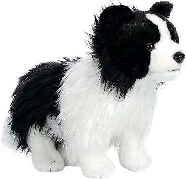 13" Realistic Border Collie Stuffed Animal Doll Plush Dog Toy