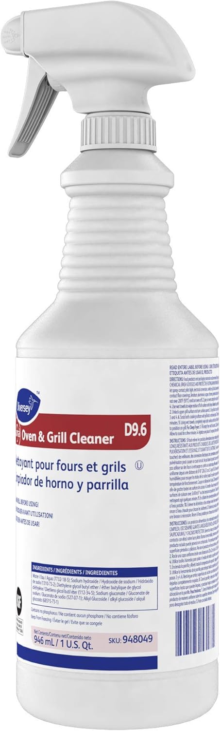 Side view of Diversey Suma Oven and Grill Cleaner bottle with spray nozzle