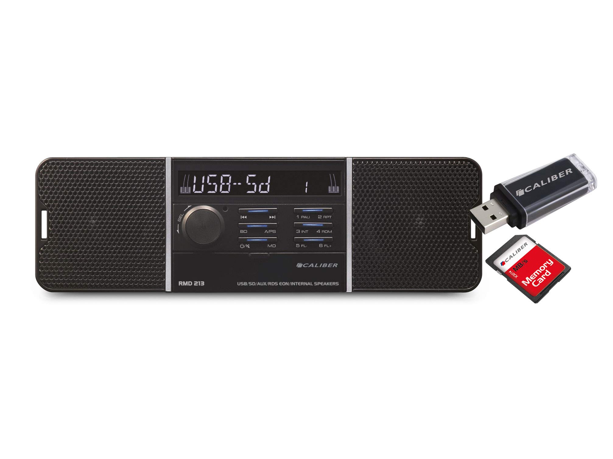 Caliber Autoradio - Auto Radio mit eingebauten Lautsprechern - FM - SD - USB - AUX-in - LCD-Anzeige - 2X 25W - Schwarz - 1 Din