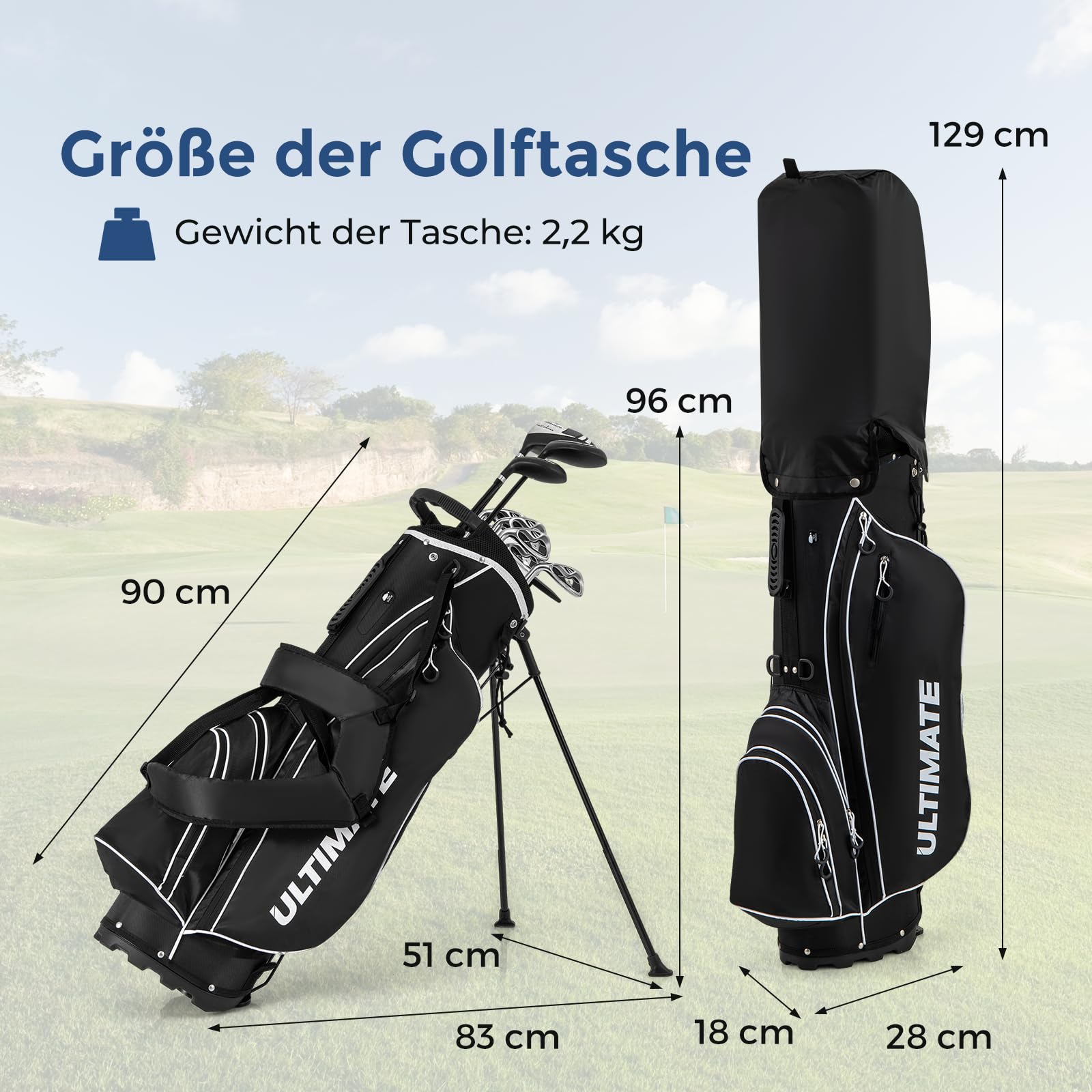 COSTWAY Golfschläger Set Herren, 9 teiliges Golfset linkshändig mit Golftasche & Regenhaube, Golfschlägersätze mit Putter, Driver & Fairway & Hybrid & Eisen, Komplettes Golf Set