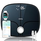 Smart Rechargeable Scale for Body Weight, BMI, Fat, Muscle Mass, Digital Bathroom Scale with 13 Metrics, Secret Mode, Bluetooth Connect to Free Apps, Stealth Black