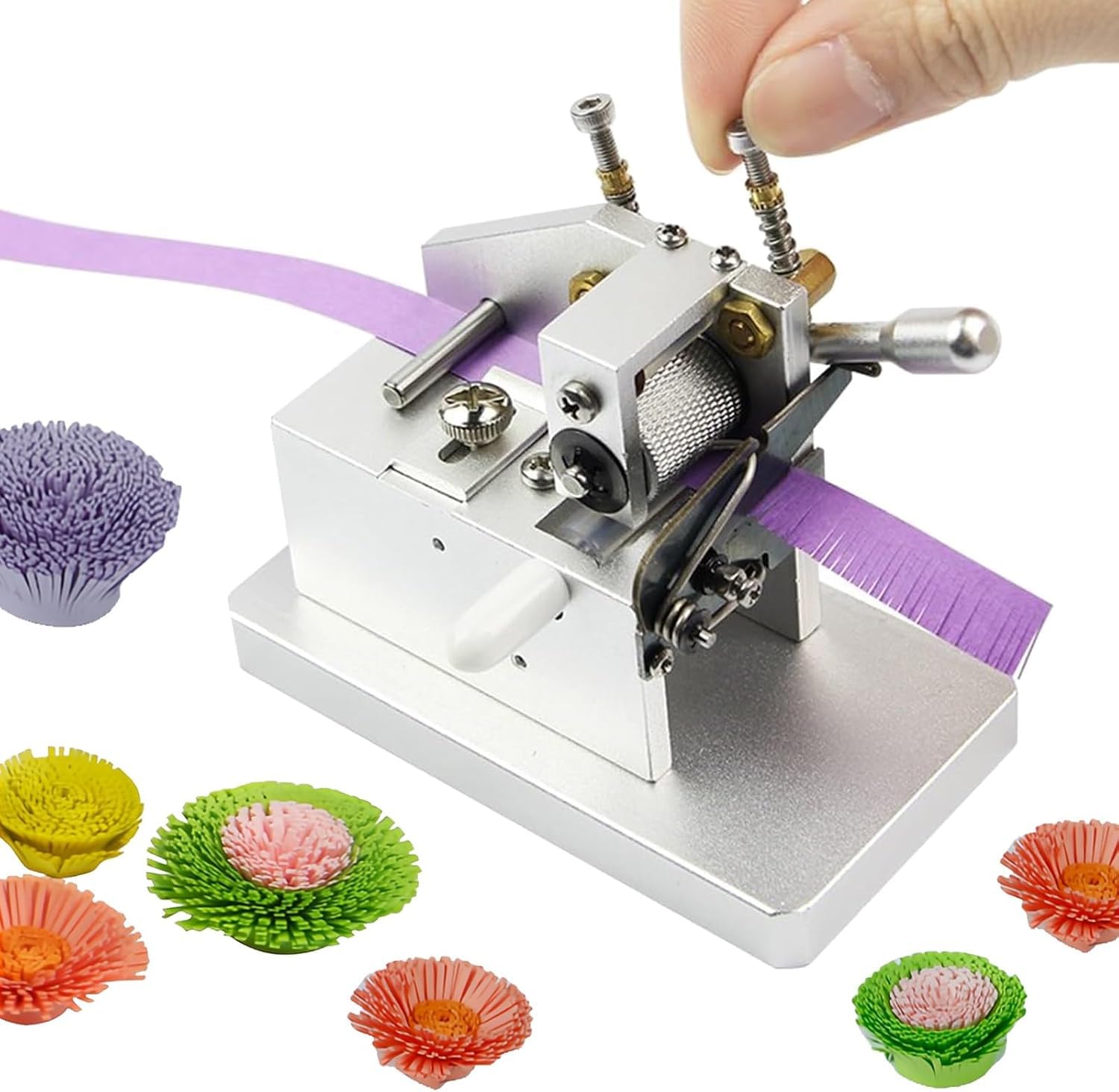 Artystyczna papierowa maszyna do frędzli, ręczna maszyna do Quilling z regulowaną długością i szerokością frędzli, ręcznie robione maszyny do cięcia papieru 3D, nie wymaga prądu, dla