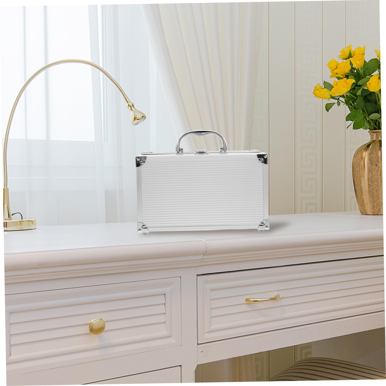 SHINEOFI Valigetta Porta Attrezzi in Lega Di Alluminio Scatola Per Utensili Cassetta Portautensili Leggera e Portatile Custodia Per Attrezzi Design Interno Spazioso