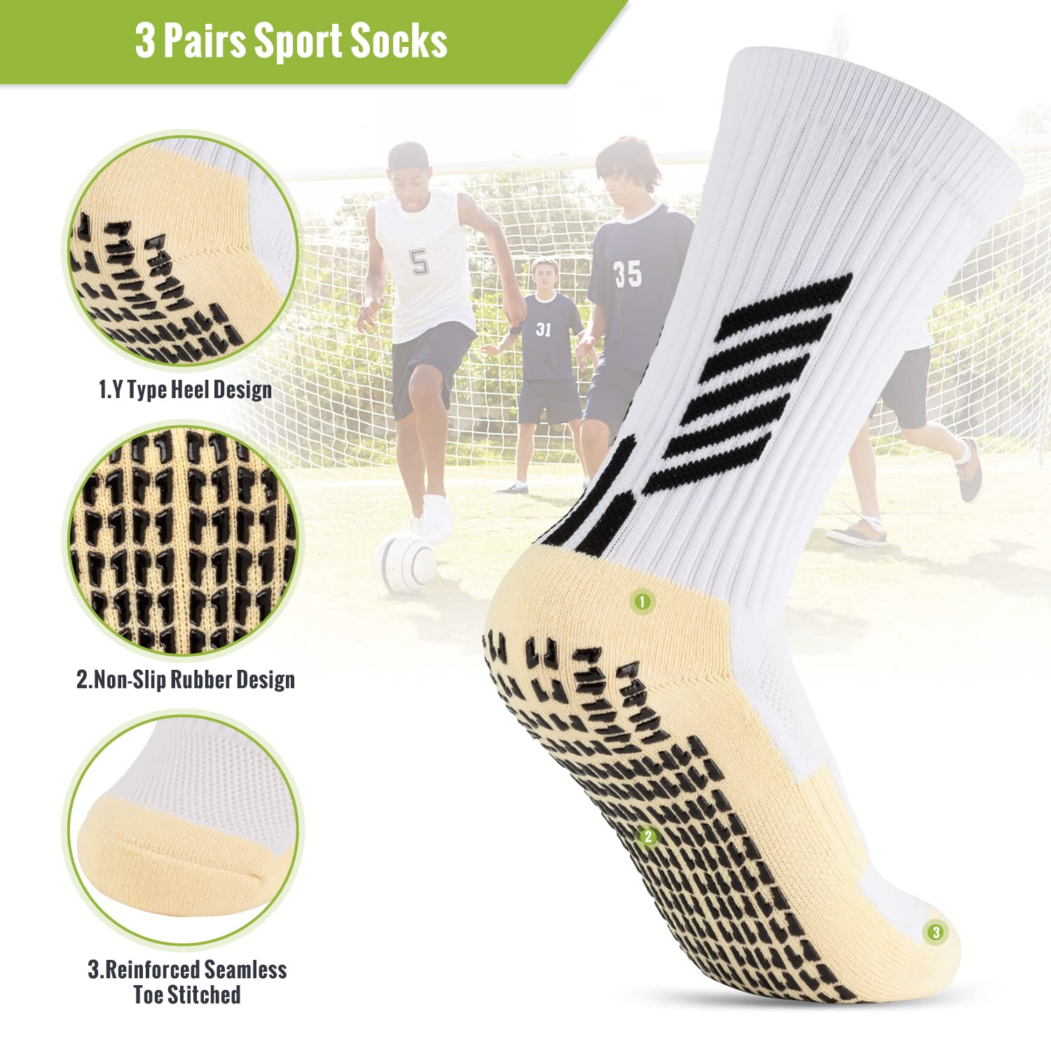 Calzini Antiscivolo Sportivi Uomo Donna - Calze Calcio Con Grip, Imbottite E Traspiranti (taglia 39-46) - 6