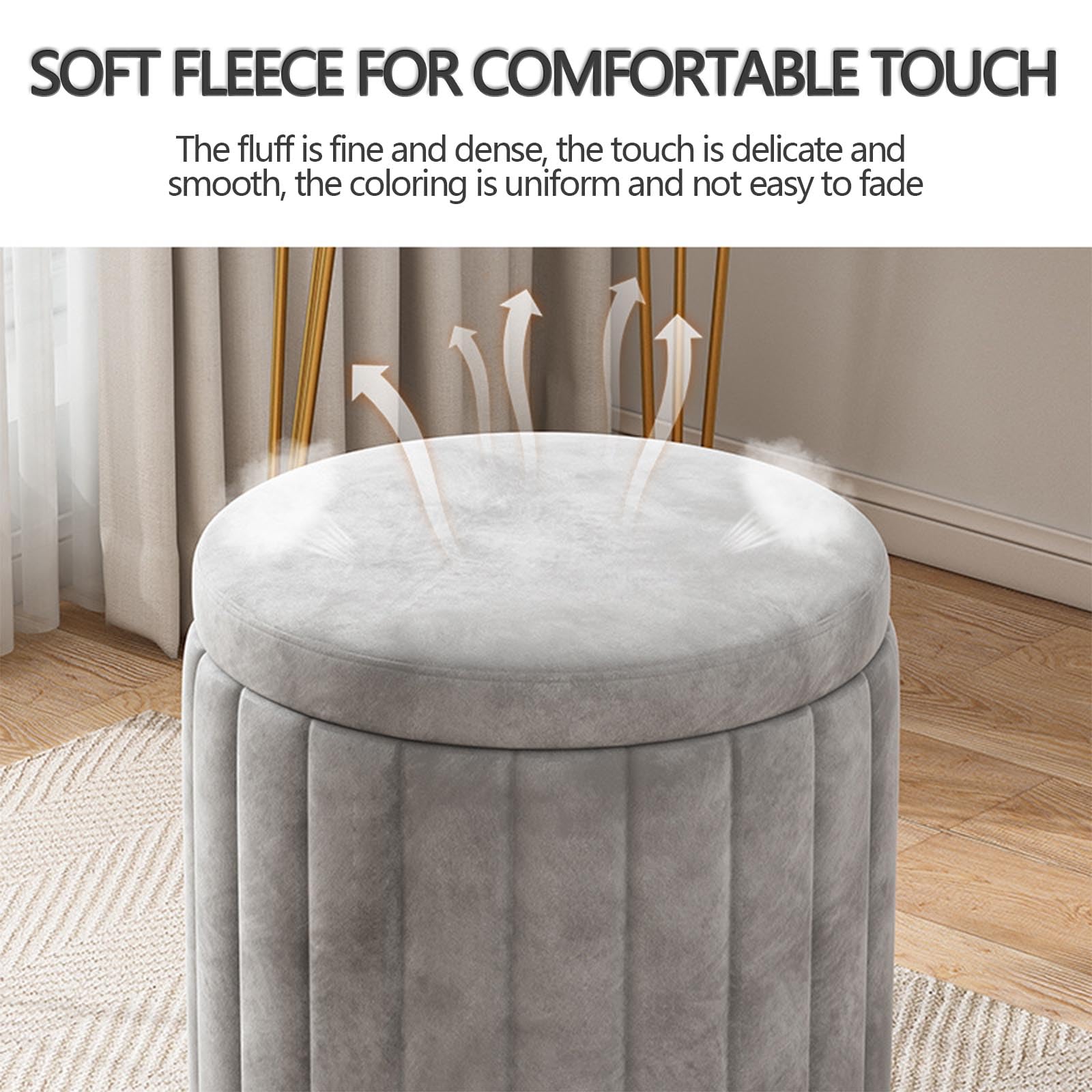 YCQYM Pouf portaoggetti Rotondo in Velluto con Coperchio Rimovibile, Sgabello a Fungo per Soggiorno, Camera da Letto e Sala Trucco, poggiapiedi Versatile e Sedia da Trucco