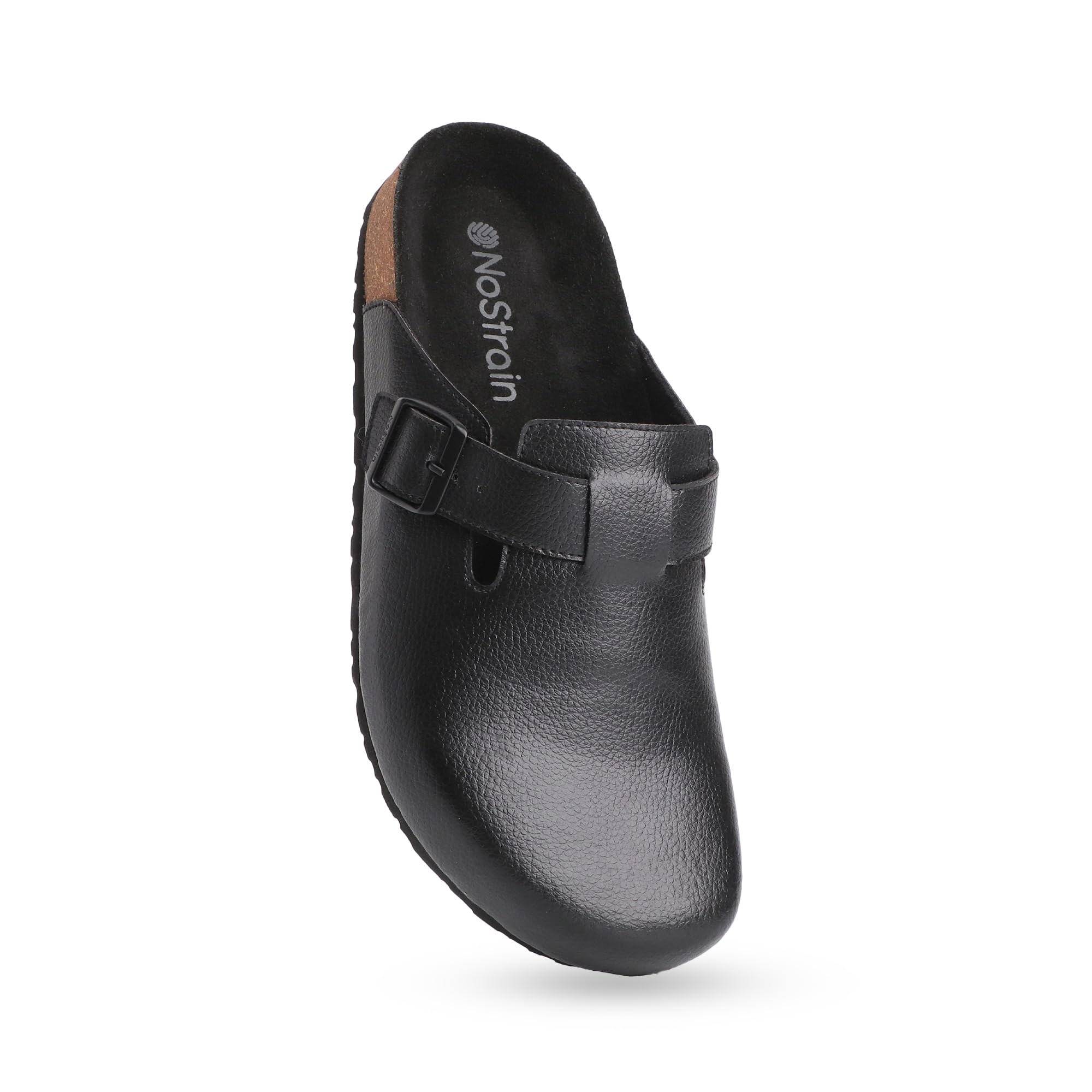 nostrain Men's Mule Cork Sandals with an Adjustable Buckle for Comfort. Made with a Matte Synthetic Leather Upper, Suede Footbed, and EVA Outsole.-picture-13
