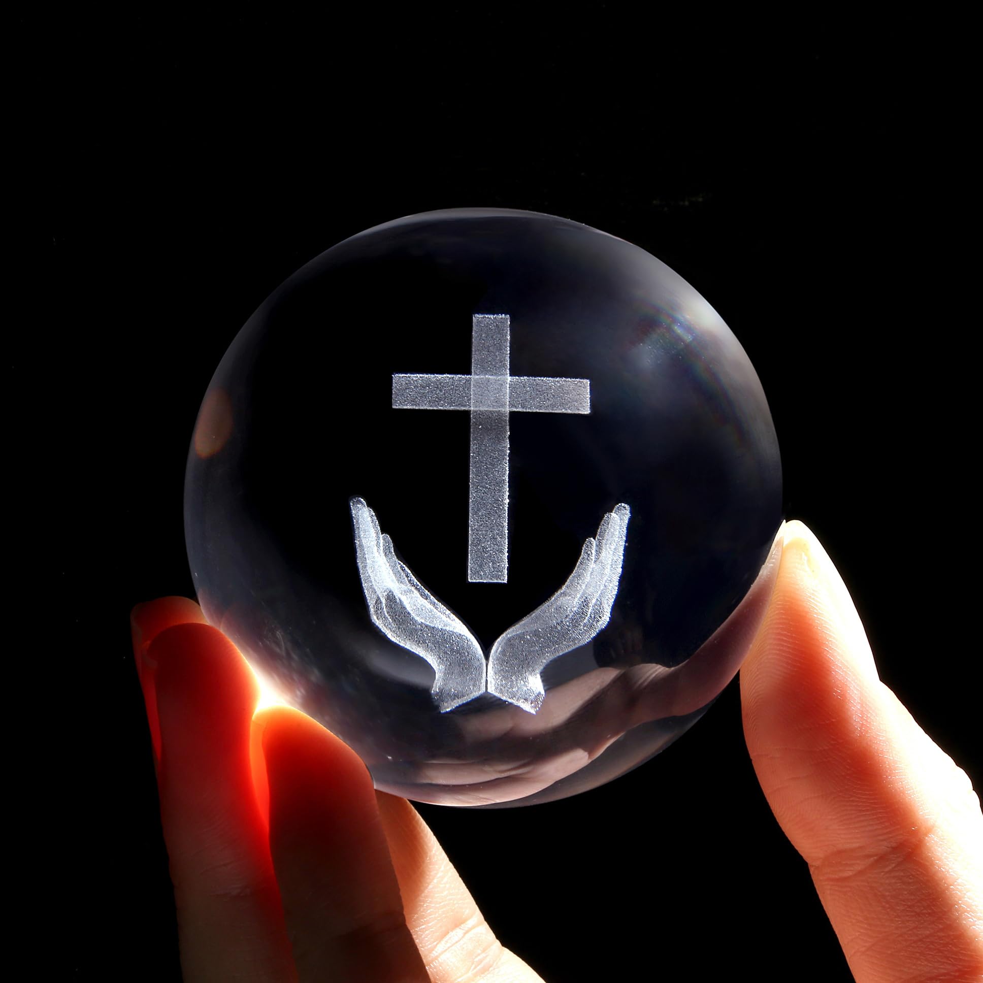 XIANNVXI Boule de Cristal en Croix Papier Poids Religieux Cadeaux Crucifix Papier Poids Cadeaux de Baptême Cadeaux Catholiques Cadeaux Jésus Cadeaux Chrétiens pour Femmes Hommes Décoration de Baptême