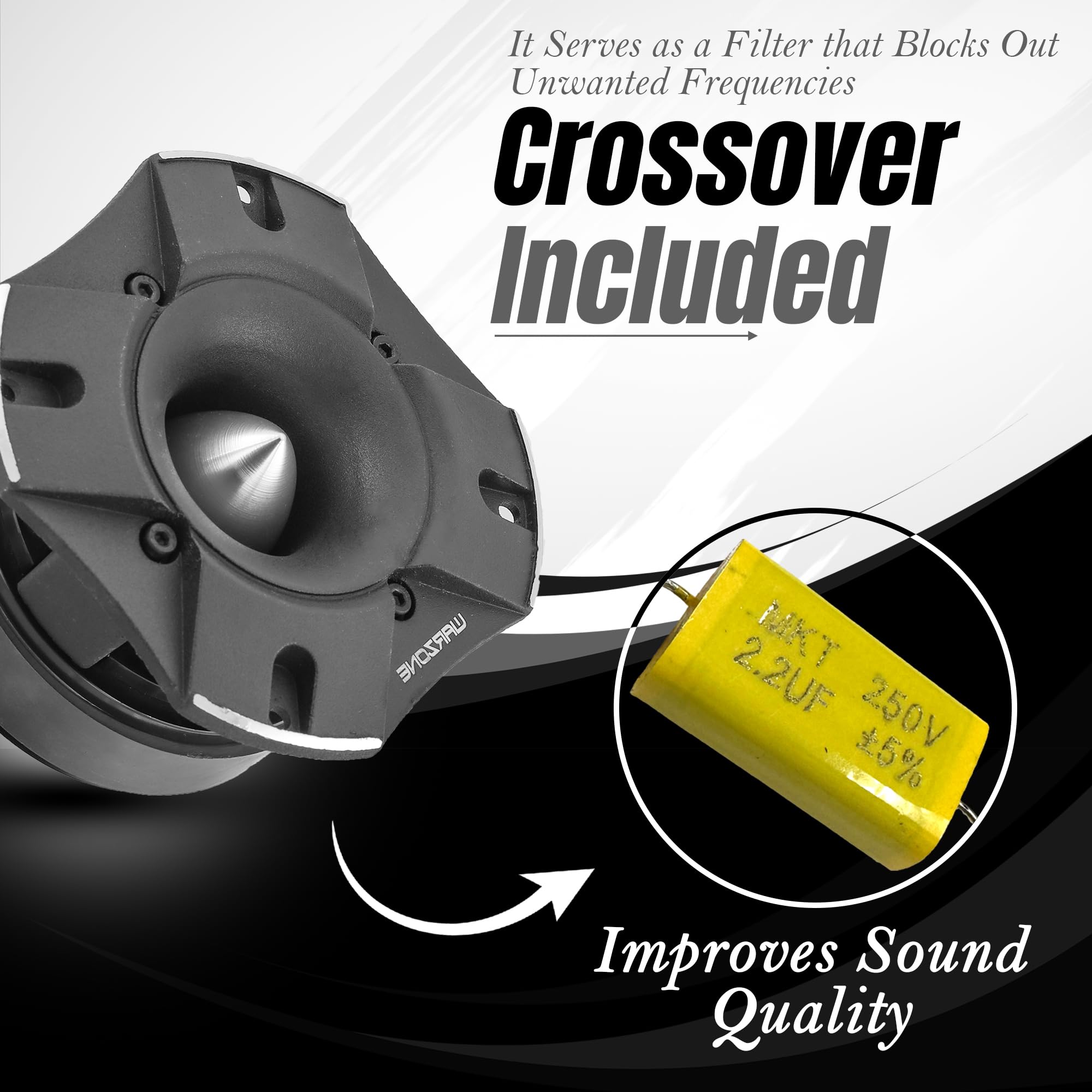 VOYZ PET-1944 Piezo Super Horn Tweeters - 400W Aluminum Diaphragm Silver Bullet Horns