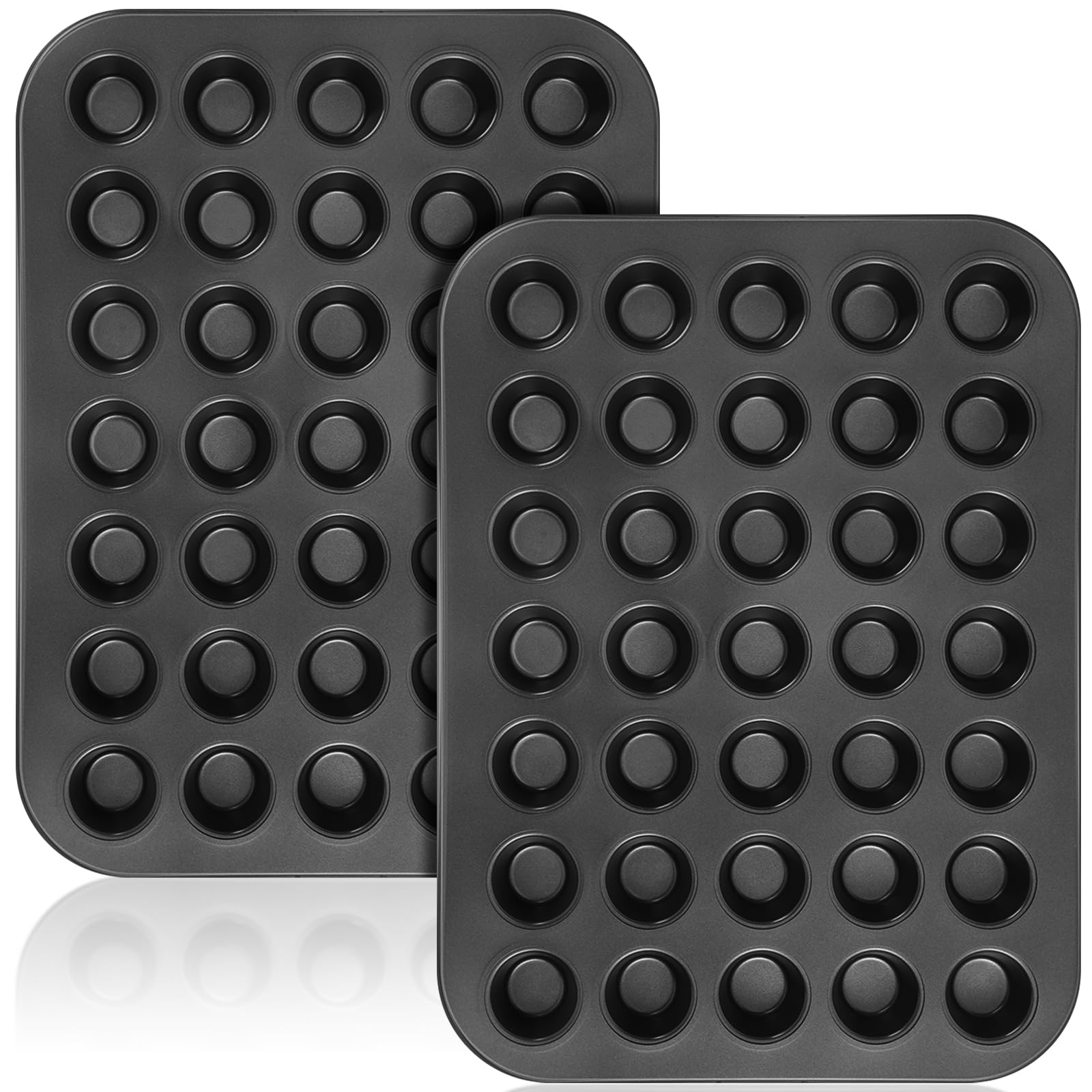 Tioncy 2 Pcs Nonstick Mini Muffin Pan 35 Cup Small Cupcake Pan 13.8 x 10.4 x 0.79 Inches Steel Mini Muffin Tin for Baking Cheesecake Tailgate Party Supplies, Dishwasher Safe(Black)