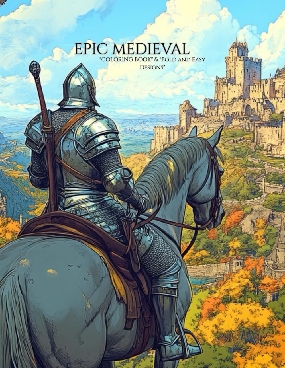 Epic Medieval Coloring Book: Bold and Easy Fantasy Realms with Knights, Dragons, Castles, and Mythical Creatures for Stress Relief and Relaxation