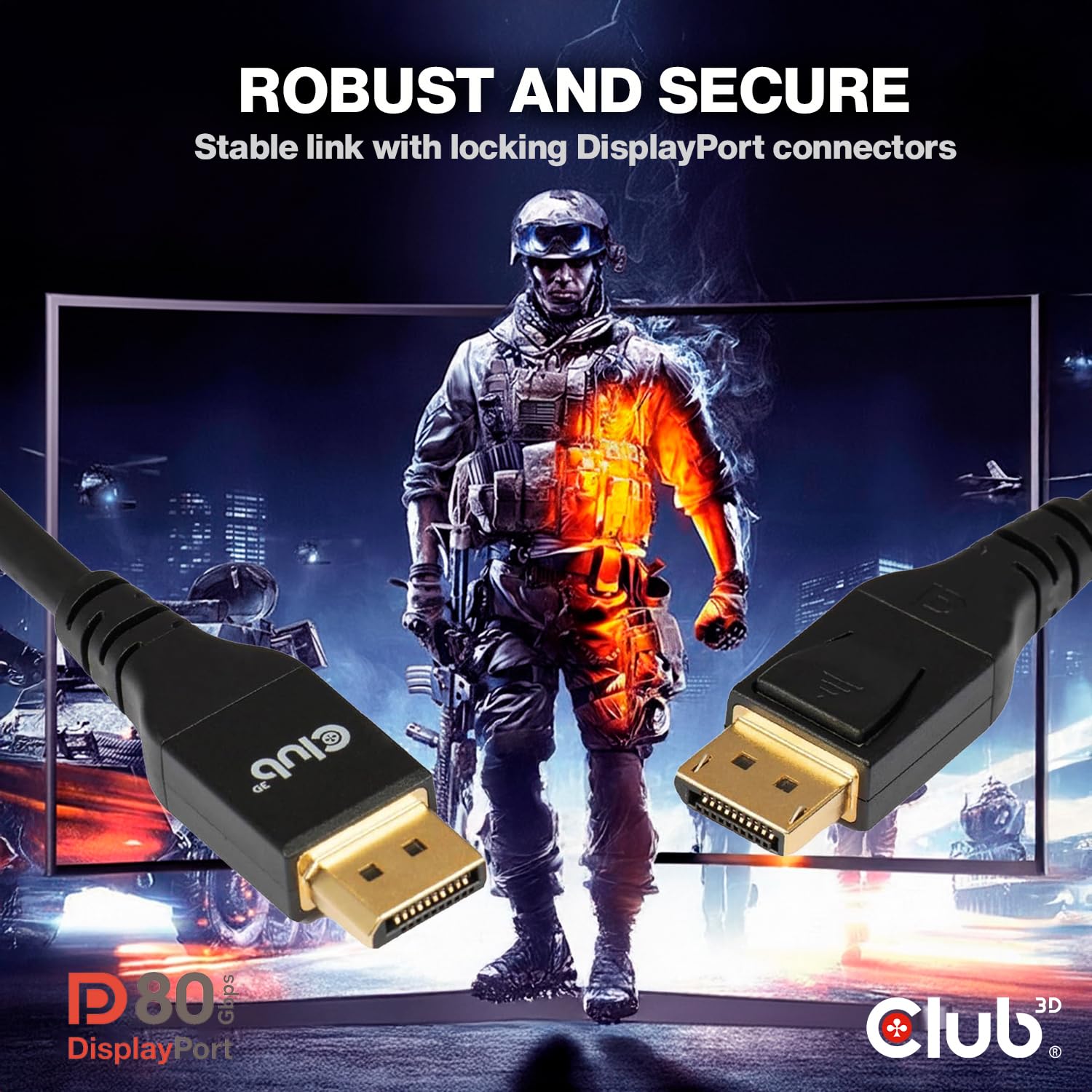 Club3D CAC-1094 DisplayPort™ 2.1 VESA DP80 - Cavo certificato 8K240Hz 2m