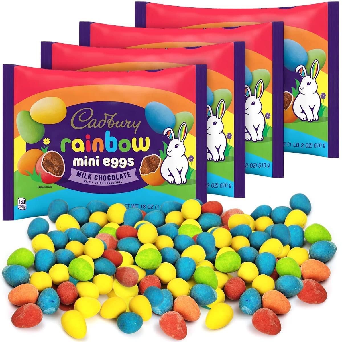 Cadbury Mini Eggs Milk Chocolate – Pack of 4 Rainbow Mini Chocolate Eggs 18 Oz, 4.5 Pound – Delicious Milk Chocolate Easter Eggs with Rainbow Coating – Easter Chocolate Eggs for Stocking Stuffers, Easter Basket