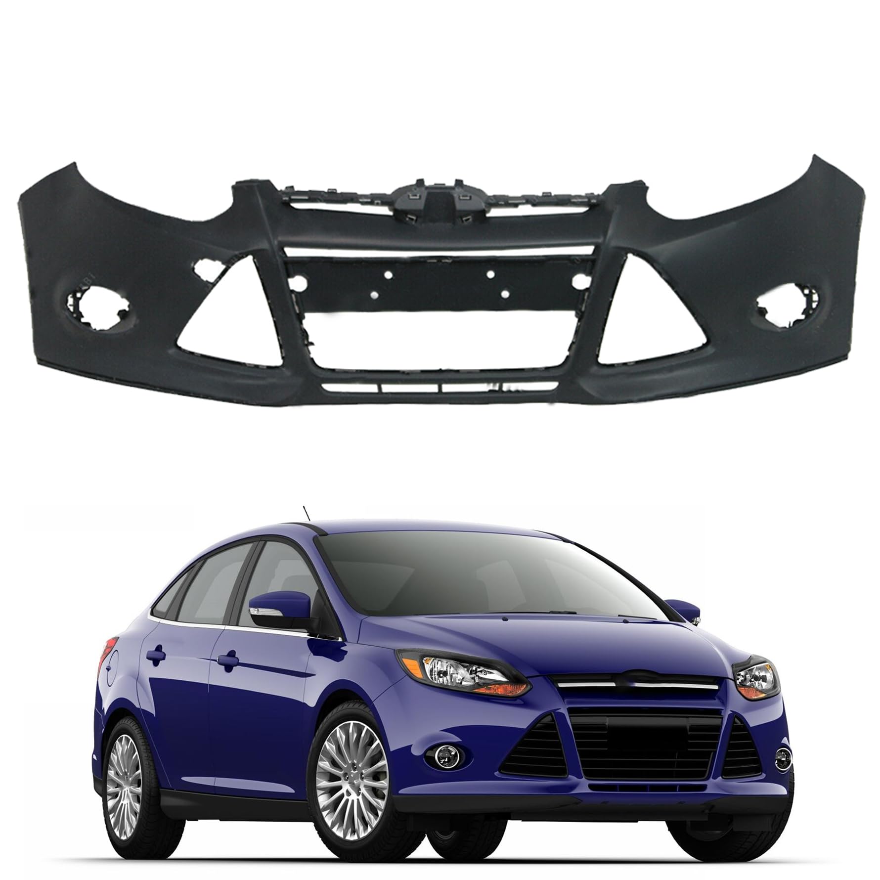 munirater Primered, Front Bumper Cover Fascia Replacement for 2012-2014 Focus Sedan/Hatch,191275050002 BM5Z17D957CAPTM