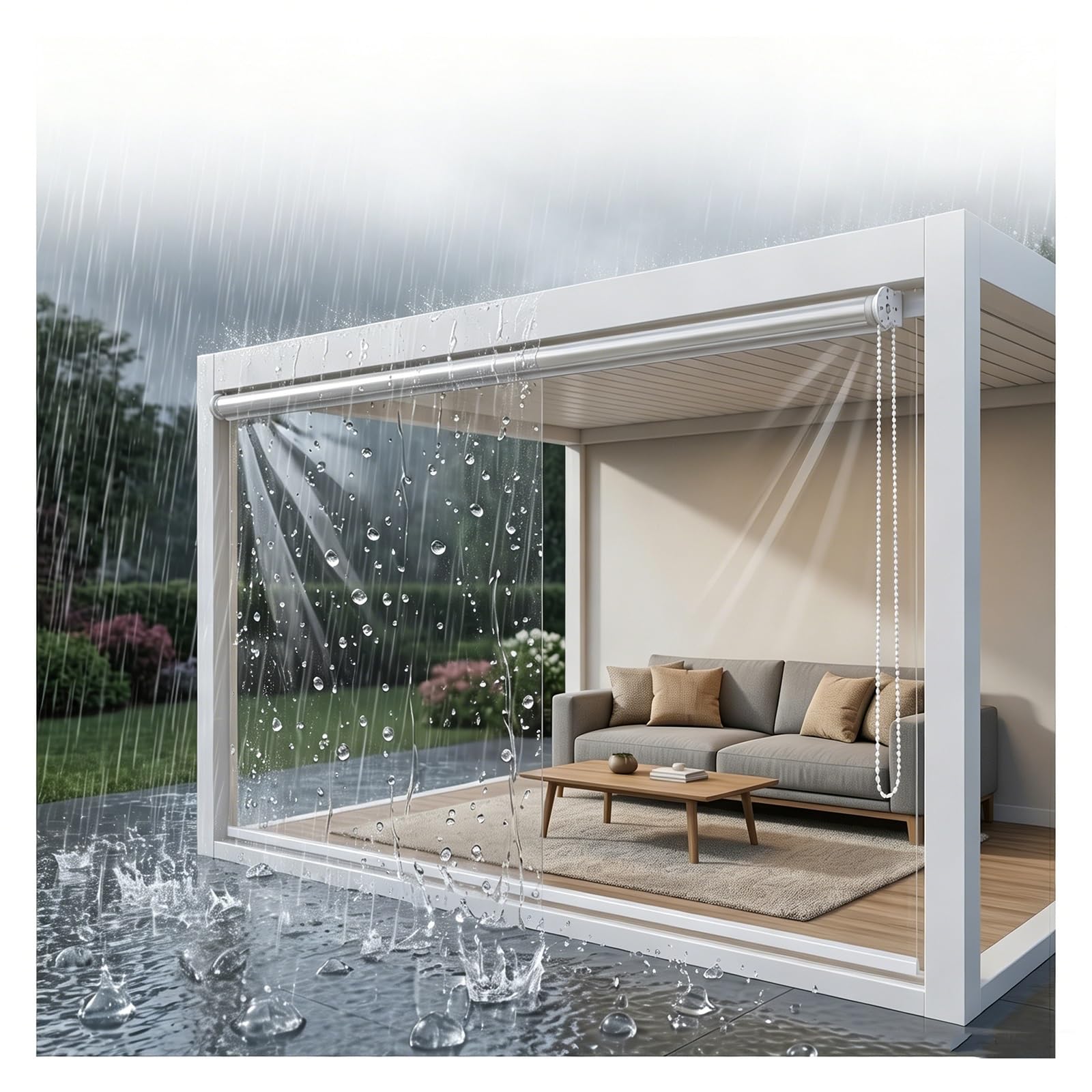 Transparent PVC Roller Shade Blind，porch blinds outdoor roll up weatherproof，enclosed patio，clear vinyl roller blinds，for Thermal Insulated Uv Protection,for Window(W100*H160cm/W39.37*H62.9in)