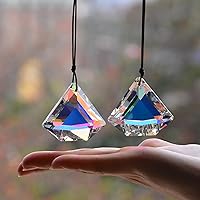 Vista 16 de STINO - 2 prismas grandes de cristal de 5 pulgadas, atrapasoles colgantes con prisma de cristal, fabricante de arco iris para ventanas, balcón