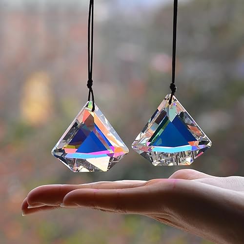 Miniatura 16 de STINO - 2 prismas grandes de cristal de 5 pulgadas, atrapasoles colgantes con prisma de cristal, fabricante de arco iris para ventanas, balcón