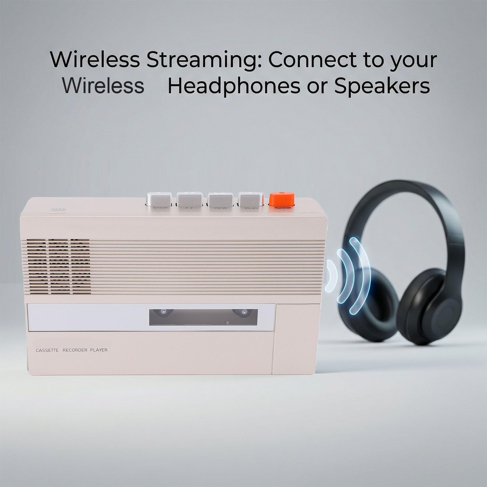 Tragbarer Kassettenspieler, Bluetooth-Kassettenrecorder mit Integriertem Lautsprecher und Kopfhöreranschluss, Kassetten-Digitalkonverter und -Player