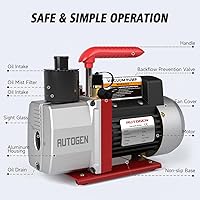 Vista 4 de Bomba de vacío de 5 CFM, bomba de vacío HVAC de 1/2 HP, 38 micrones, 110V para R12 R22 R134a R410a, de 1 etapa para recarga de refrigerante
