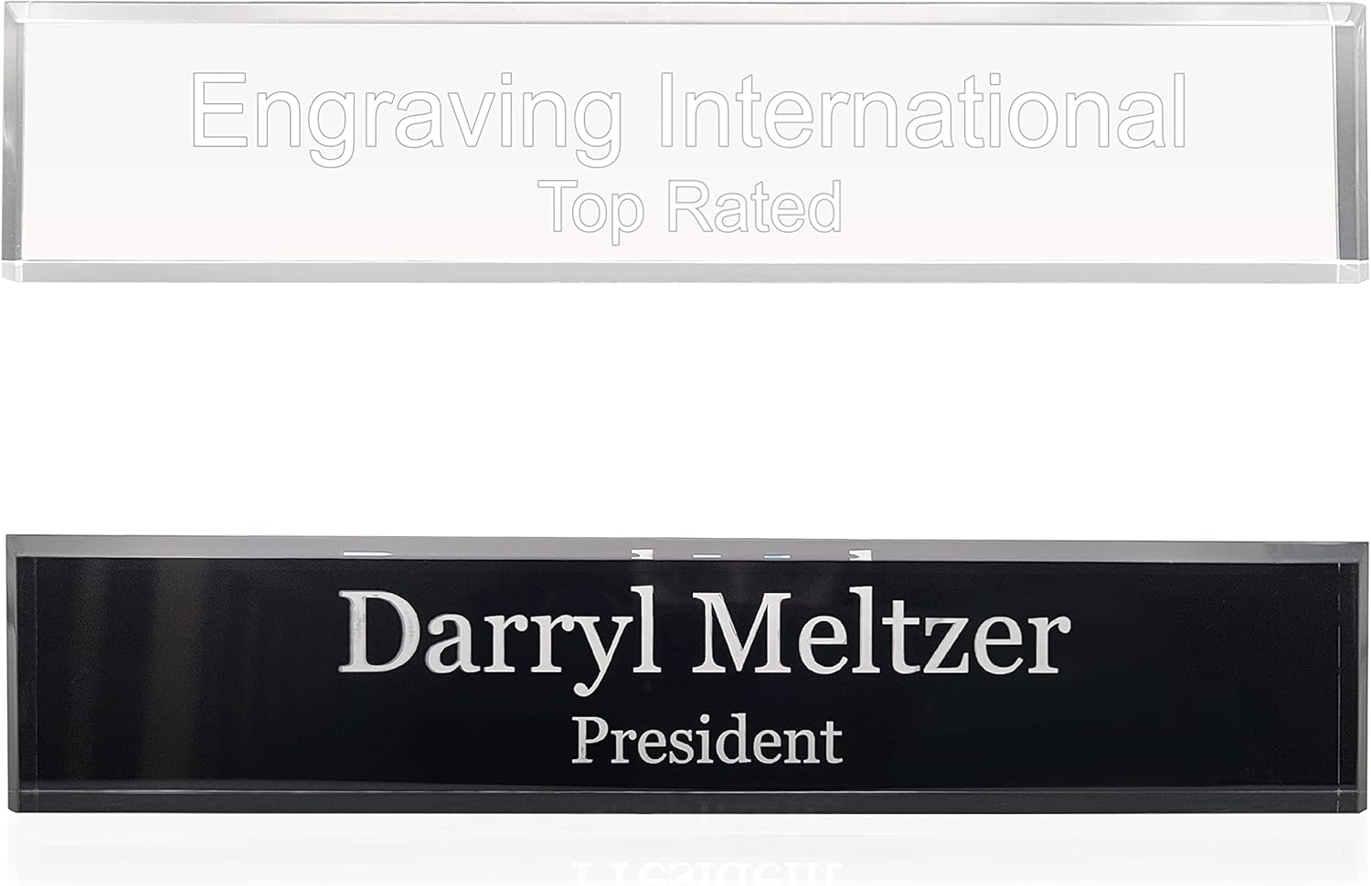 Acrylic Desk Name Plate Personalized | Custom Name Plate for Desk Personalized Gift for Office | Engraved Acrylic Name Plaque (2x8 inches, Black)
