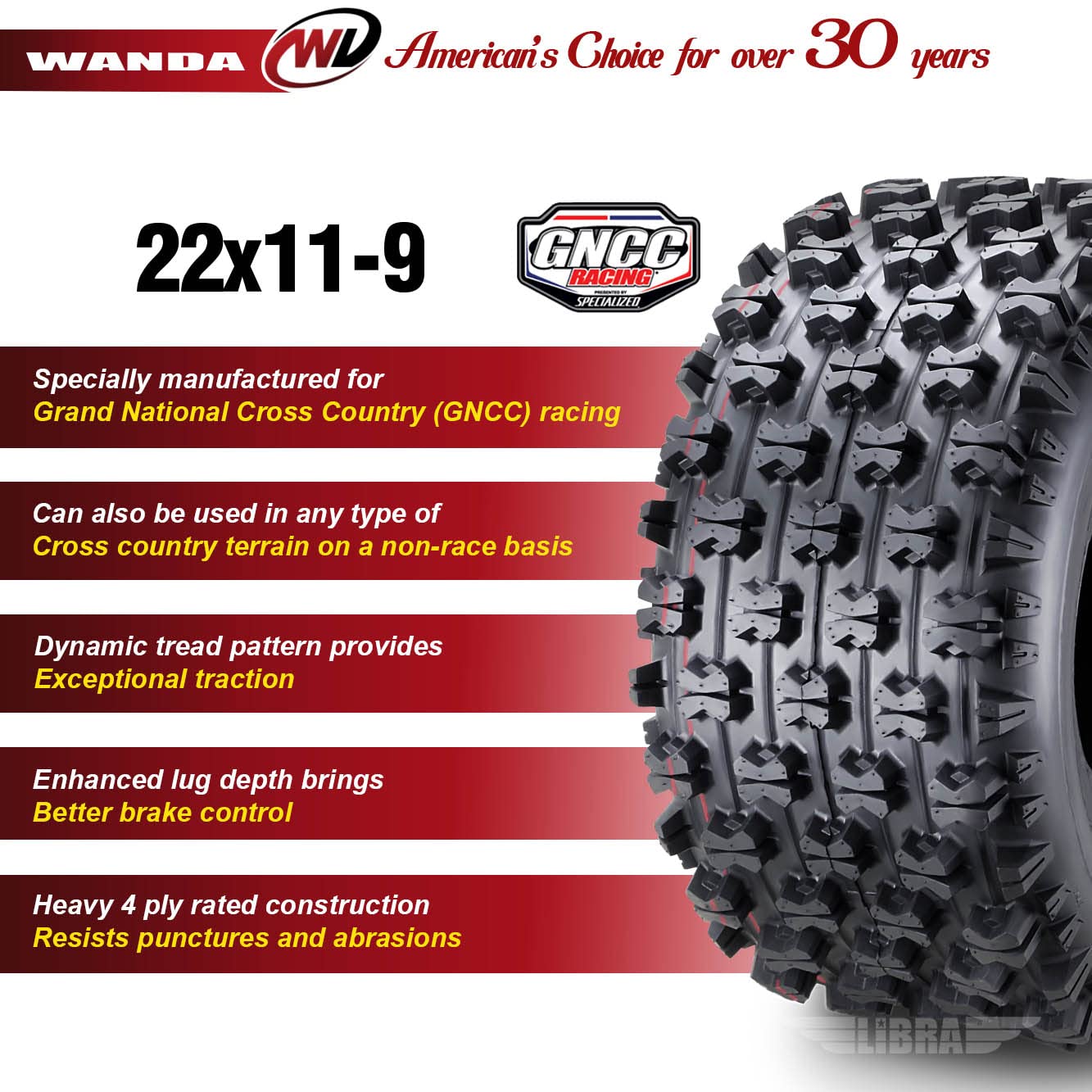 Amazon.com: WANDA Set 2 Sport ATV Tires AT 22x11-9 P357 GNCC