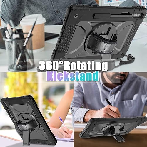 Miniatura 4 de Funda para Samsung Galaxy Tab S9 Plus de 12.4 pulgadas 2023 (SM-X810816818), resistente con protector de pantalla de vidrio templado y soporte