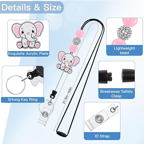 Miniatura 10 de Plifal Cordones para profesores para tarjetas de identificación, carrete retráctil, lindo y divertido diseño de tortuga de dibujos animados con