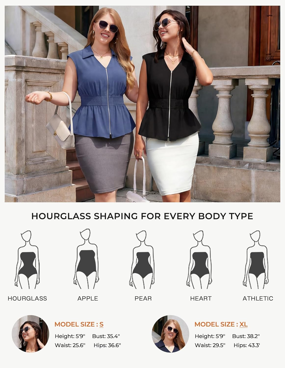 GRACE KARIN Womens Peplum Tops Business Casual,Short Sleeve Work Blouses Summer,Zipper V Neck Shirts Cinched Smocked Waist - Image 5