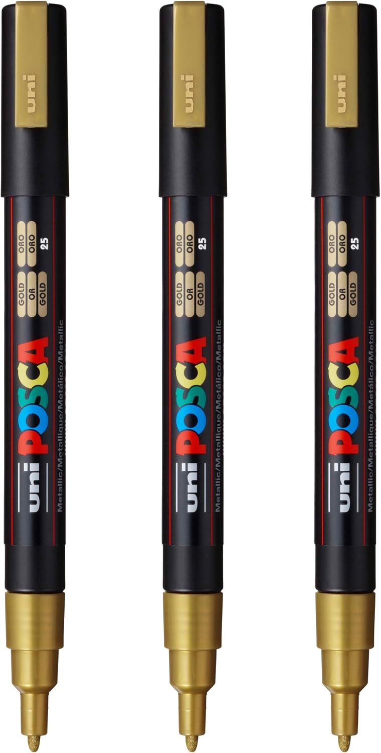 posca PC-3M Water-Based Paint Markers, Reversible Fine Tip (0.9-1.3mm), White, 3 Count