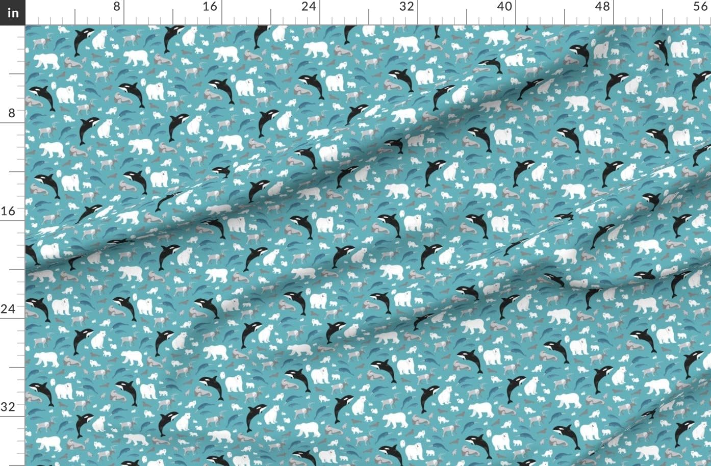 Spoonflower Fabric - Animals Polar Bear Family Arctic Gray Wild Printed on Organic Cotton Sateen Fabric by The Yard - Sewing Quilting Apparel Home Decor