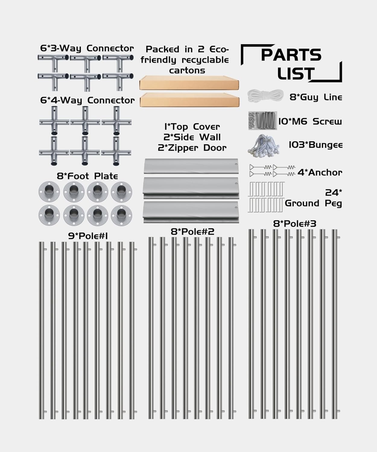 10 x 20x 10 Portable Garage, Heavy Duty Carport with 180G Side Walls, Front and Rear Doors, Car Shelter for Trucks, Boats, and SUVs - White 10 x 20x 10 Portable Garage, Heavy Duty Carport with 180G Side Walls, Front and Rear Doors, Car Shelter for Trucks, Boats, and SUVs - White