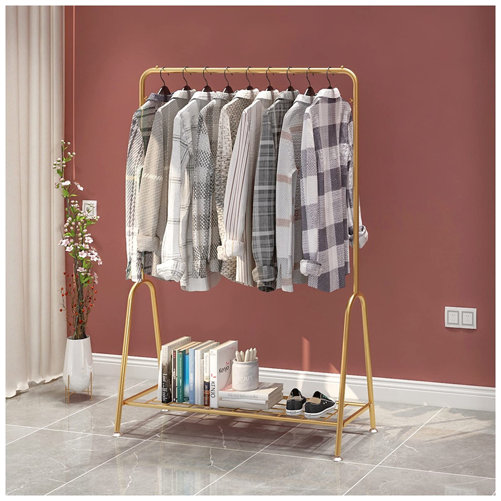 Portant à vêtements sur pied 150 cm avec étagère support 60 kg