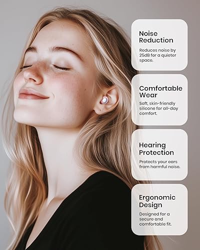 Miniatura 9 de Tapones para los oídos para dormir con cancelación de ruido, tapones de silicona reutilizables para reducir el ruido con 8 puntas para los oídos