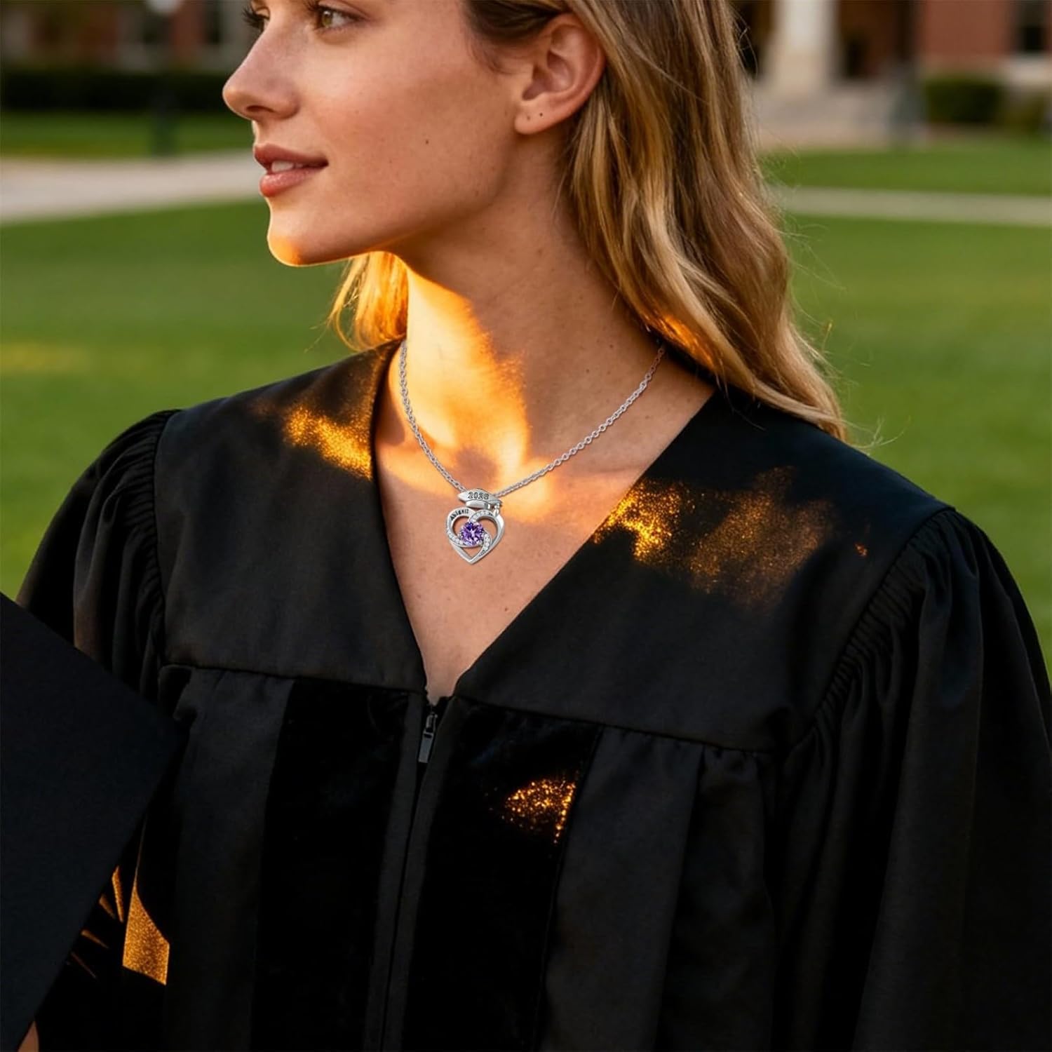 MissNaNa Personalized Graduation Necklace with Birthstone Class of 2026 Graduation Gifts Custom Engraved Name Grad Cap Pendant Jewelry for College Graduate Daughter Son Women Men