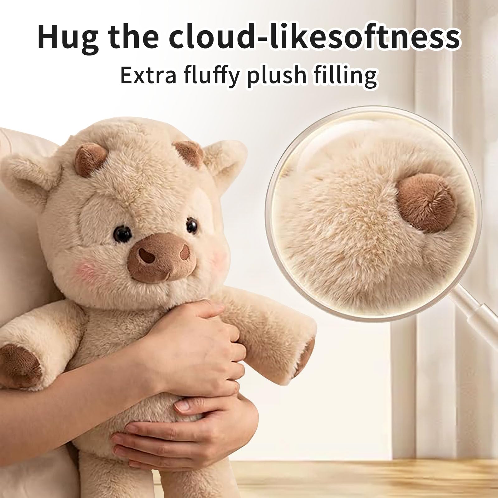 Peluche Mucca Che Corre, 45 cm Highlandes Cow Plushs, Mucca Giocattolo di Peluche Morbido, Plushie di Compleanno regalo per Adulti, Decorazioni e giocattoli Plushs da Colleziones (A)