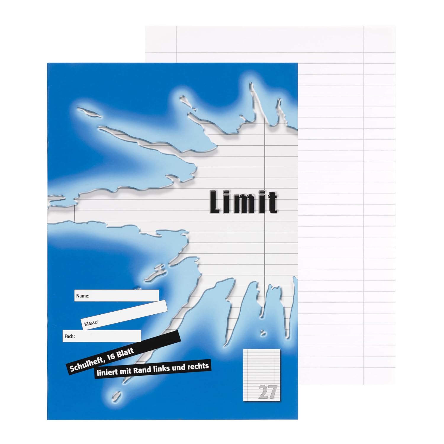 Limit Exercise Book A4 16 Sheets 27 Lined with Margin Blue Pack of 10