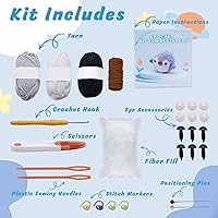 Vista 2 de Kit de ganchillo EOKPHULL para principiantes, set de animales de ganchillo fácil, kit de tejer para adultos con videotutoriales paso a paso e