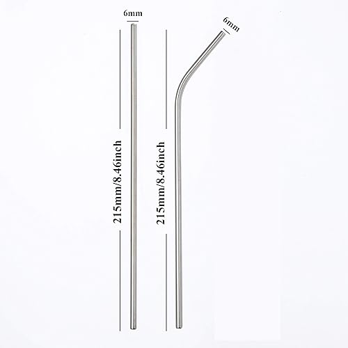 Miniatura 2 de Pajitas de metal reutilizables, paquete de 50 pajitas de acero inoxidable de 8.5 pulgadas a granel de 8.465 x 0.236 in, rectas, curvadas, para vasos