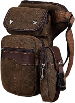 Motorcycle leg bag, Drop Leg Bag Motorcycle Rider Men Drop Leg Bag Travel Shoulder Thigh Pouch Canvas/Nylon Hip Bum Belt Waist Fanny PackCoffee
