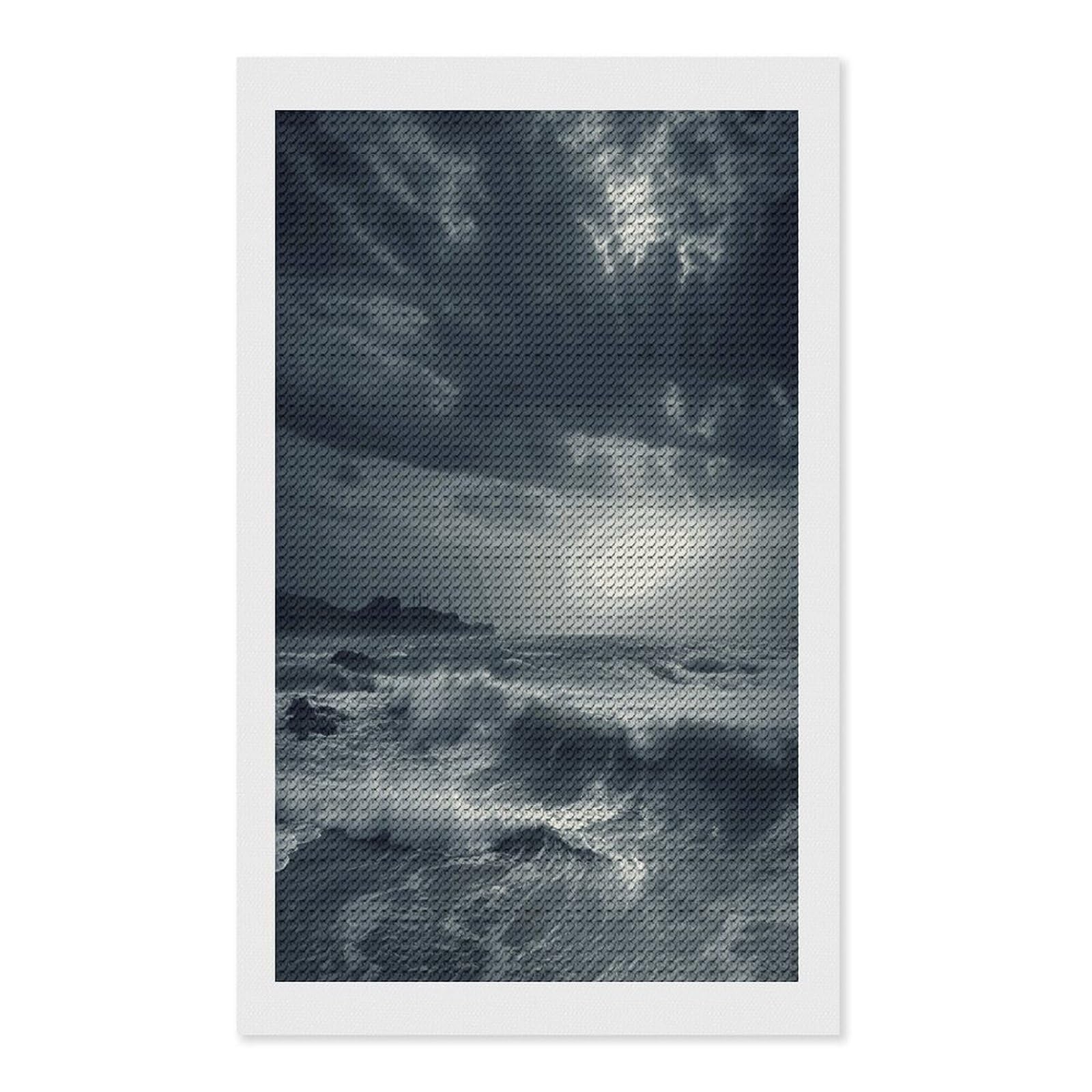 FekiLoot Stormy Sea Paint by Numbers Kit for Adults Beginner DIY Diamond Dots Paintings Round Full Drill Diamond Art Kits Picture Diamond Art Painting Kits for Home Decor 12"x20"