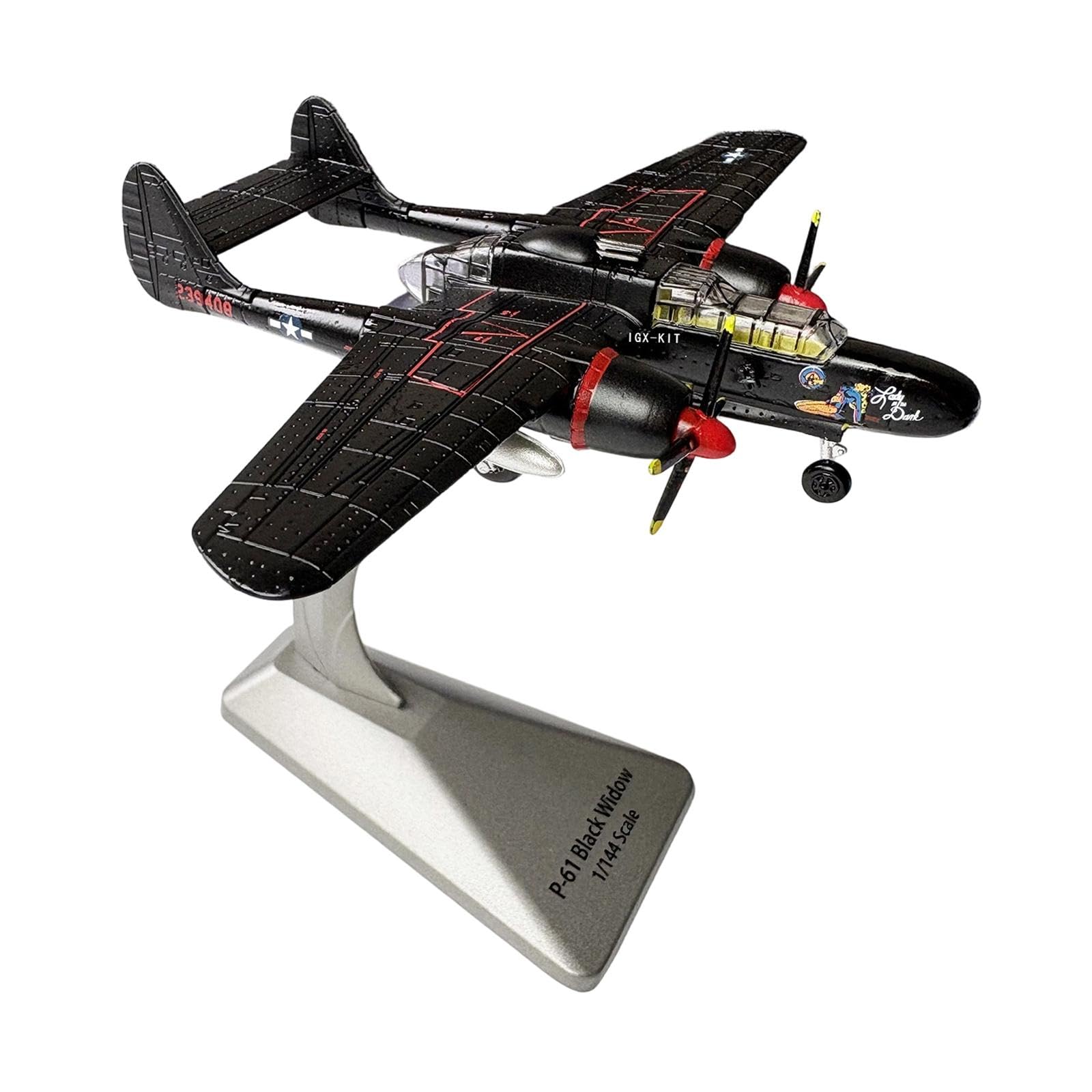 MEYZJRC 1/144 P-61B Fighter Model Airplane Display Model for Bedroom Bookshelf Bar