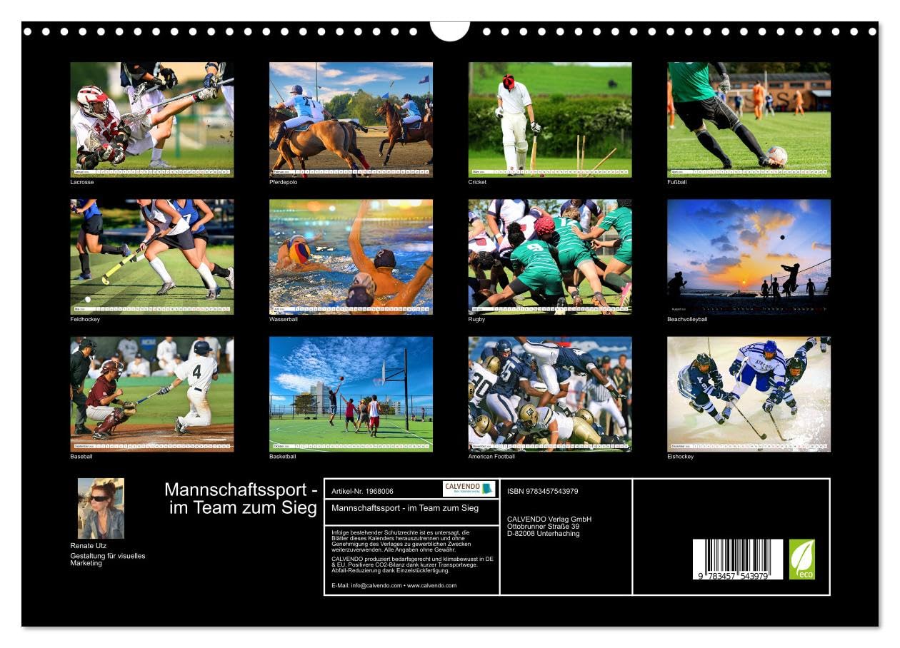 Mannschaftssport - im Team zum Sieg (Wandkalender 2026 DIN A3 quer), CALVENDO Monatskalender: Actionreiche Bilder beliebter Teamsportarten aus aller Welt