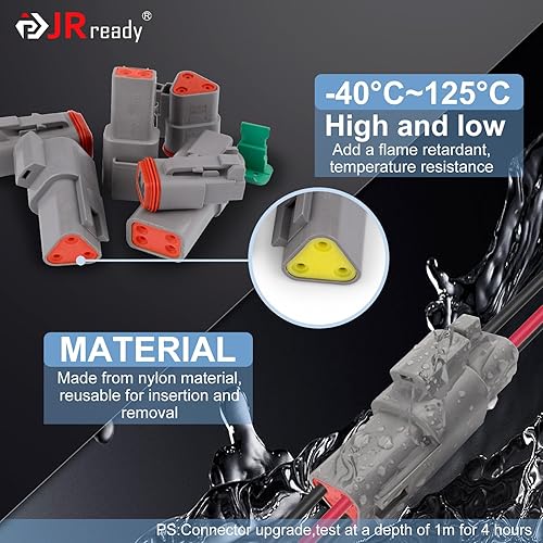 Miniatura 6 de JRready DW5007-01 DT Kit de conectores Deutsch, 2, 3, 4, 5, 6, 8, 12 pines, impermeables, conectores de enchufe gris, tamaño 16 contactos sólidos,