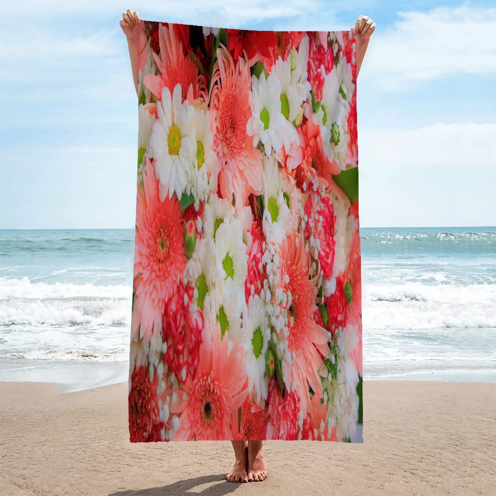 Toalla Playa Rojo Blanco Toallas Playa Grande Microfibra Anti Arena Crisantemo Playa Toallas para NiñA NiñO Adulto Piscina Toalha de Praia Mujer Hombre 100x200cm