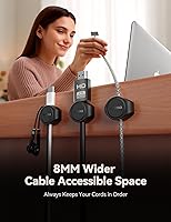 Vista 4 de 8-Pack Silicone Cord Organizer Magnetic Cable Clips, Adhesive Cable Management Under Desk Wire Hider, FLYLEAD Desktop Cable Organizer for Phone