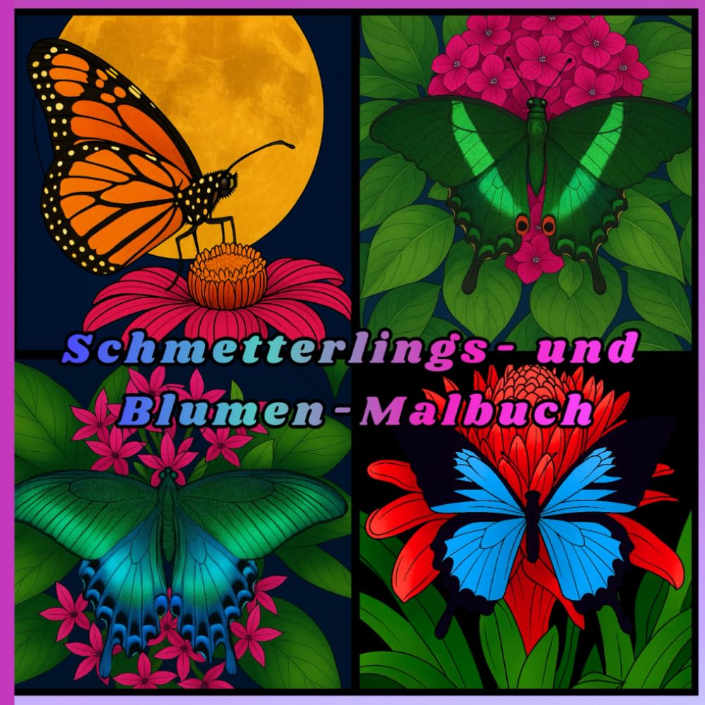 Schmetterlings- und Blumen-Malbuch: „Ein wunderschönes Malbuch mit Schmetterlingen und Blumen für alle Altersgruppen“